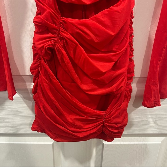 House Of CB Camille Cutout Long Sleeve Bodycon Mini Dress Red Size XS Party - Picture 7 of 12